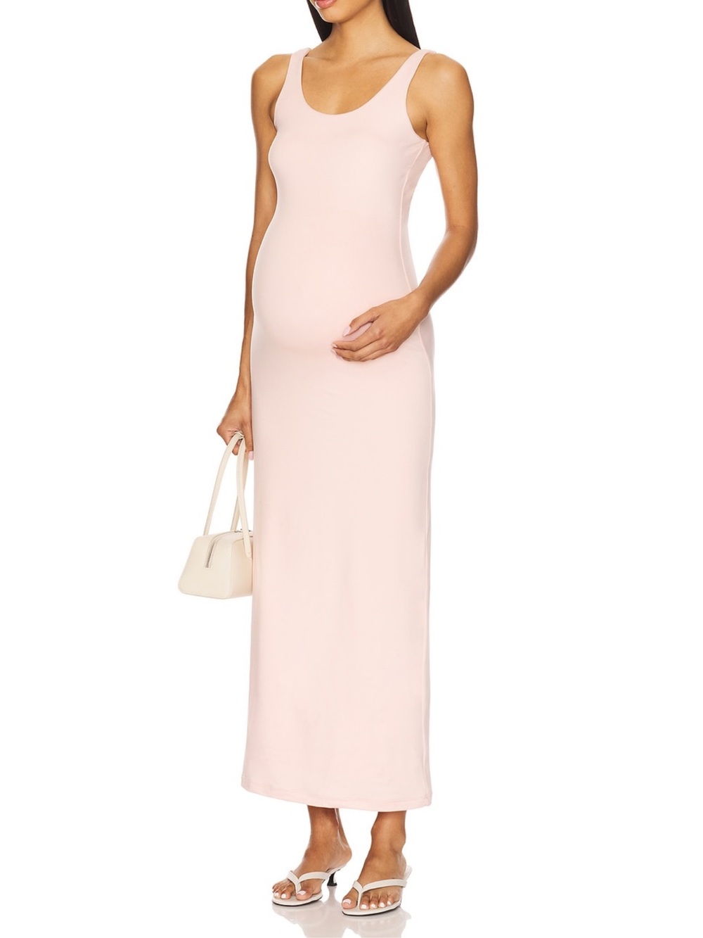 Scoop Neck Midi Dress in Soft Pink